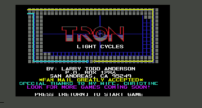 Light Cycles Title Screen